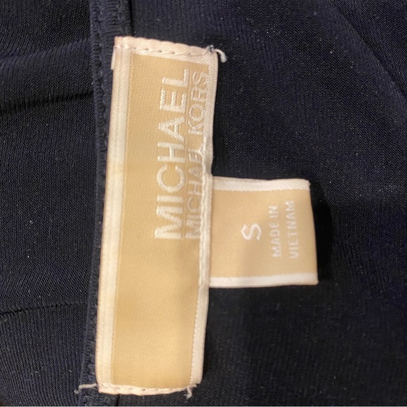 Michael Kors Navy Blue Shoulder Dress with Gold Zipper - Picture 6 of 7